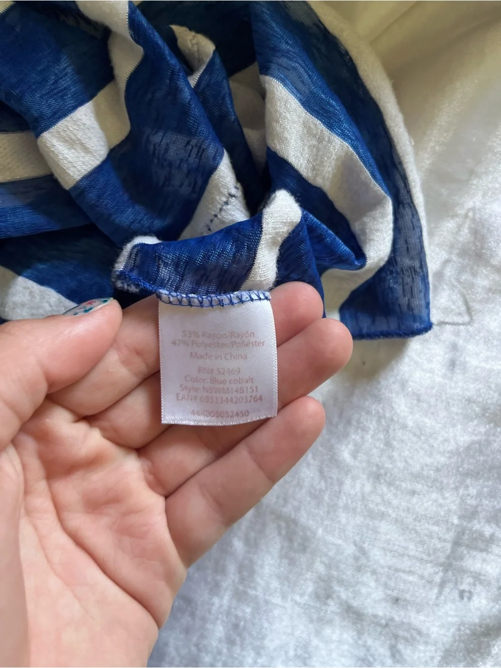 Blue and White Striped Infinity Scarf - Classic Nautical Wrap